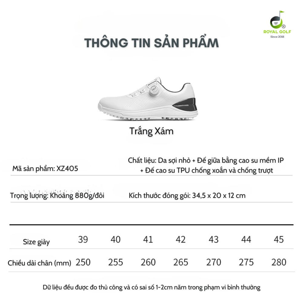 Thông số kỹ thuật giày golf nam XZ405 vô cùng ấn tượng